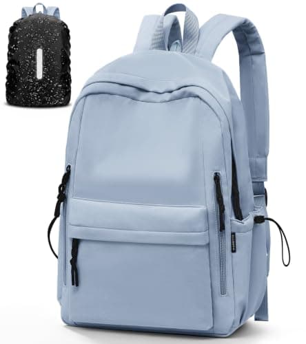 FIORETTO Lightweight School Backpack Womens, Cute School Bag for Girls, Laptop Rucksack Backpack for School Casual Daypacks Travel Backpack for College Work Dusty Blue