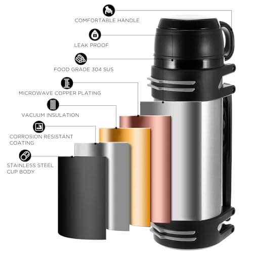 Hangrow 2.0 L Vacuum Insulated Bottle Stainless Steel for Hot Drinks — view 4