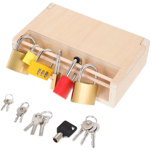 Toyvian Montessori Lock and Key Toy Set for Toddlers Lock Box Educational Toy with Multiple Locks and Keys Fine Motor Skills Hand Eye Coordination and Logical Thinking Activity for Early Learning