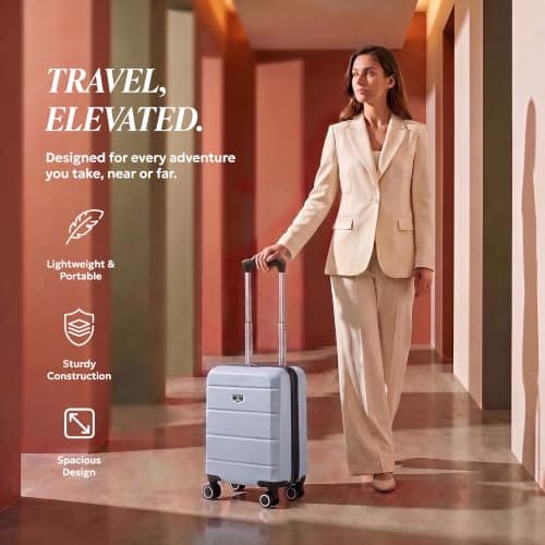 LUGG - Jetset 40cm Suitcase - 40x30x20cm- Ryanair Compatible - Underseat Size - Hard Shell ABS - Spinner & Removable Wheels - Lightweight Travel Luggage - Slate Blue — view 2