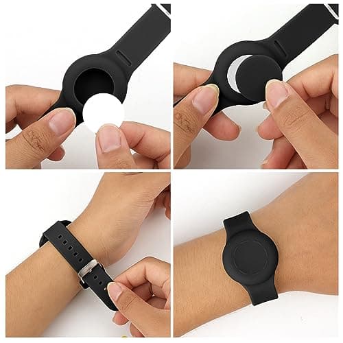 NQEUEPN Kids Wristband for Airtag, Waterproof Silicone Bracelet for kids Adjustable Soft Watch Band for airtag for Toddler Child GPS Tracking Tagging(Black) — view 4