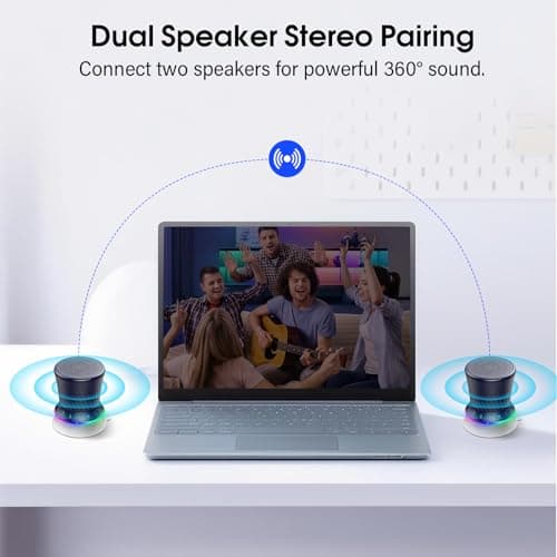 Bluetooth Shower Speaker, Portable Bluetooth 5.3 Speaker, HIFI Stereo Sound, Built-in Mic, Dynamic Lights, IPX7 Waterproof Wireless Speakers with Suction Cup for Bathroom/Party/Beach/Gift, Blue — view 3