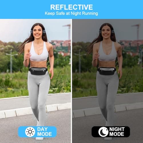 AOOSU Running Belt, Bum Bag Lightweight and Waterproof Travel Money Belt Adjustable Workout Fanny Pack, Sports Fanny Bags with Reflective Strips for Women Men for Gym, Riding, Jogging, Climbing — view 5