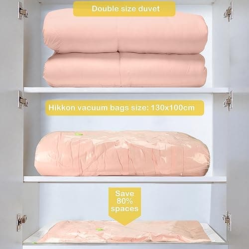 Hikkon Vacuum Storage Bags Jumbo 4 Packs Extra Large(130x100 cm) - Strong Space Saver Compression Bags XXL Vacuum Pack Bags for Duvet,Clothes,Quilts,Comforters,Bedding,Pillows - Save 80% Space — view 5