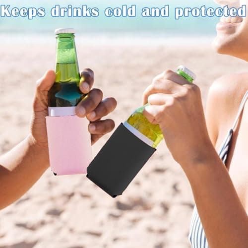 5 Pack Beer Cooler Sleeve, Insulated Can Coolers for Beer Bottles and Cans, Non-Slip Design in Navy Blue Red Black Dark Blue Pink, Ideal for Bars Outdoor Events and Celebrations — view 5
