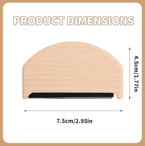 Solvio Wooden Cashmere Comb & Lint Remover for Clothes - Manual Fabric Shaver for Wool, Knits, Sweaters & Jumpers - Portable Bobble Remover Tool to Defuzz & Restore Garments (Battery-Free) — view 3
