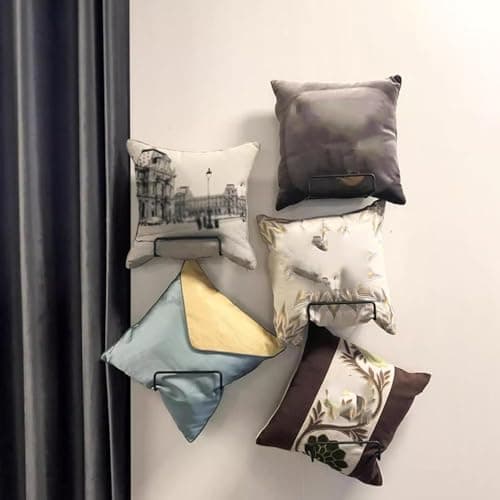 Pillow Organizer Holder,Wall-Mounted Pillow Display Rack - Iron Organizer for Retail & Home, 7-Pack Throw Pillow Storage Stand, Stylish Textile Props Holder (Color: Black) — view 3