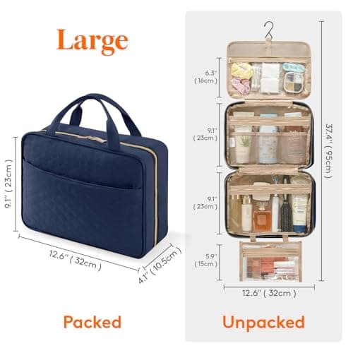 Lifewit Large Hanging Toiletry Bag for Women, Travel Wash Bag, Dark Blue — view 2