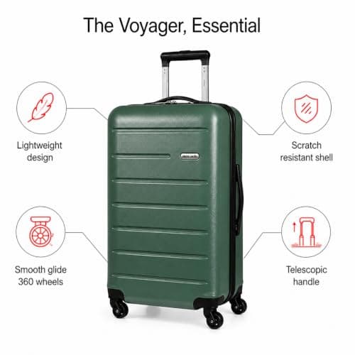 Pierre Cardin 20" Small Cabin Suitcase - Khaki Green Luggage on Wheels — view 3