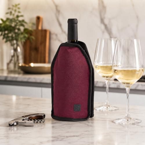 Wine Cooler Sleeve by Oak & Ember – Insulated Portable Bottle Chiller – Fits Wine & Champagne Bottles, Keeps Drinks Cold for Picnics, BBQs & Outdoor Entertaining (Cherry Red) — view 3