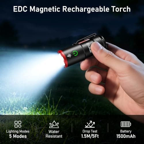 Blukar LED Torch Rechargeable, Super Bright EDC Torch with Magnetic Base — view 2
