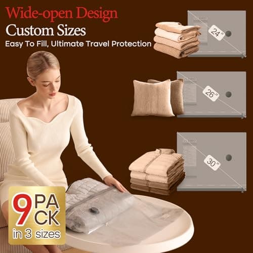 Vacbird Vacuum Storage Bags, Wireless Electric Pump Space Saver Bags for Travel and Home, 9 Pack — view 5