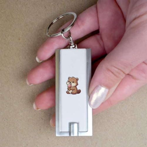 Azeeda 'Beaver With Ice Cream' LED Keyring Torch (KT00054891) — view 3