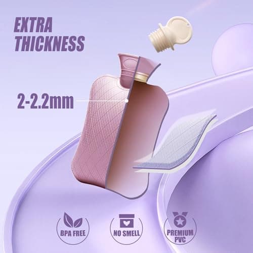 FORICOM Hot Water Bottle for Pain Relief，Period Cramps,Menstrual, Hot Water Bag for Sleeping, Tummy. 2Liter,Non Toxic Silicone — view 2
