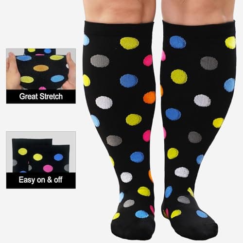 Plus Size Compression Sock For Men: Women Graduated Compression Stockings for Support Flight Travel Running Pregnancy Sports Edema Nurses Seniors Athletic Socks 20-30 mmHg Black 4XL 1Pairs — view 4
