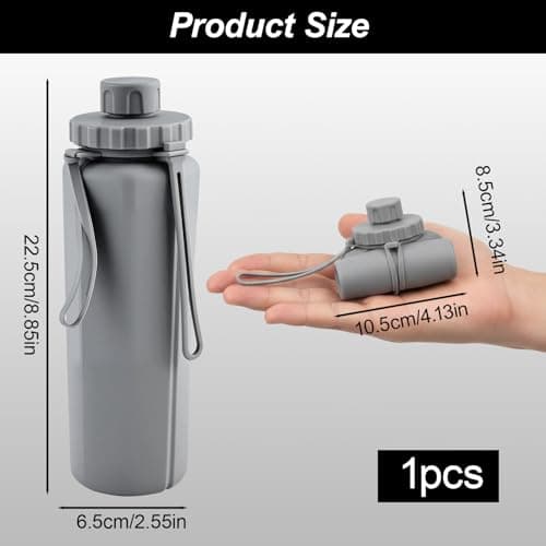 KxrTpx Collapsible Water Bottle 600ml/21oz, Foldable Water Bottle for Outdoor and Gym Use, Travel Water Bottles, Water Bottles Silicone Construction, Folding Water Bottle for Daily Hydration — view 2