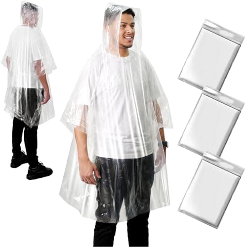 ANYOO Disposable Waterproof Rain Ponchos for Adults Emergency Clear Ponchos for Women Men Camping Hiking Travelling, 3 Pack, One Size — view 2