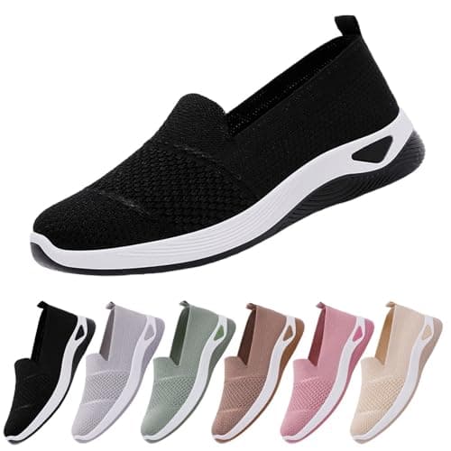 cfpqv Slip On Trainers Women's Orthopaedic Shoes Lightweight Mesh Sports Shoes Breathable Trainers Walking Shoes Gym Fitness Running Shoes Running Walking Road Running Shoes Bequme Slip-On Shoes Size