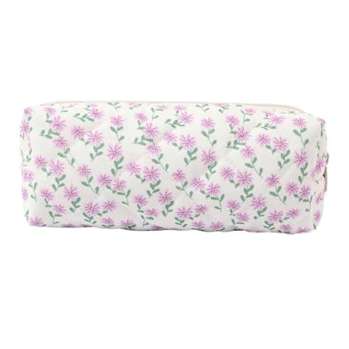 Aucuu 3PCS Coquette Makeup Bag, Quilted Makeup Bag for Women, Floral Cotton Cosmetic Bag Set, Large Capacity Aesthetic Floral Toiletry Bag, Travel Toiletry Bag, Wash Organizer Pouch for Women Girls — view 5