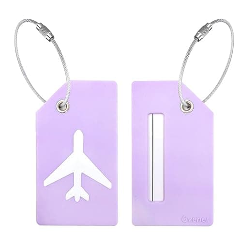 2Pack Silicone Luggage Tag with Name Card to Quickly Spot Suitcase Purple — view 5