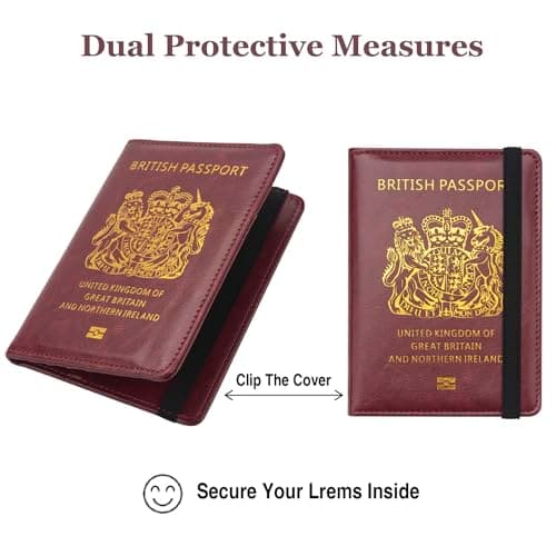 FACATH UK Passport Holder with Gilded UK Passport Pattern: Passport Covers Slim, Durable & British-Themed | Perfect Fit for UK Passports (Red) — view 4
