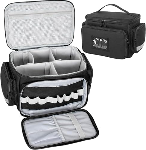 Medical Bag for Nurses & Doctors – Empty First Aid Bag with Removable Dividers, Portable Medical Supplies Organiser for Home Health Care, Travel, Community Nurse Home Visit or Emergency Use, Black
