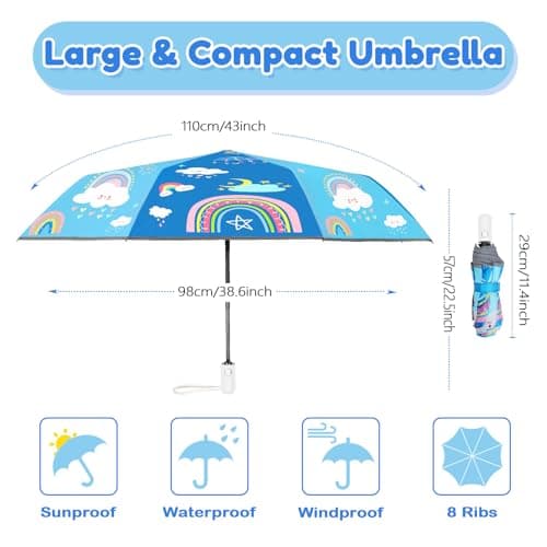 alldomess Kids Automatic Umbrella，Folding Umbrella for Girls & Boys — view 3