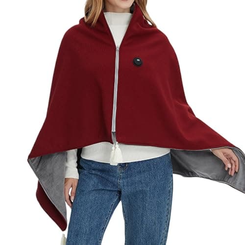 USB Heated Shawl Blanket | Wearable & Washable Electric Throw with 3 Heat Levels | 140x80cm Portable Heating Wrap for Office, Sofa, Travel & Home Use | Auto Shut-Off Due to High Temperature