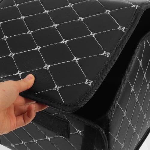 VOSAREA Foldable Leather Trunk Organizer for Car Storage, Black — view 4