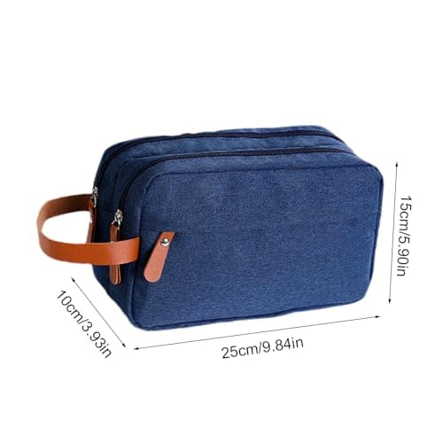 Toilet Luggage - Waterproof Shaving Kit, Portable Cosmetic Organizer, Department Space, Storage, Easy Carrying Handle | Compact Bathroom Accessories For Brush Tools Grooming Holiday Travel, Navy Blue — view 5