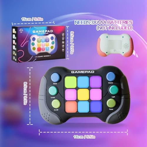 Kids Handheld Games, Upgraded Flashing Quick Press Games Pro for Kids, Speed Push Light Up Fidget Game, Educational Handheld Console Gamepad Toy for Boys, Girls Gifts — view 6