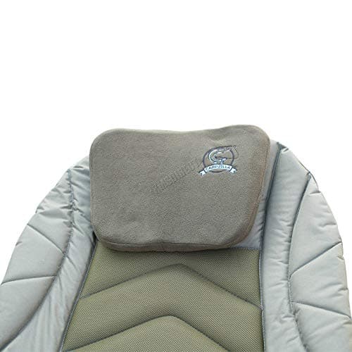 CARPZILLA Portable Fishing Bed Chair | XL Heavy Duty Camping Bed | Adjustable Back Rest & Legs Bedchair | Built-in Tool Bag Tackle Storage Carp Fishing | Detachable Pillow - Khaki Green — view 4
