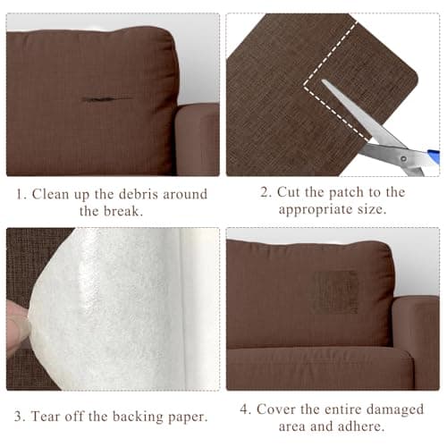 2 Pcs Fabric Repair Patch, Self-Adhesive Canvas Repair Patch 11x8 inch Waterproof Fabric Patches Linen Canvas Repair Kit for Sofas, Tents, Furniture, Awnings, Car Seats (Dark Brown) — view 6