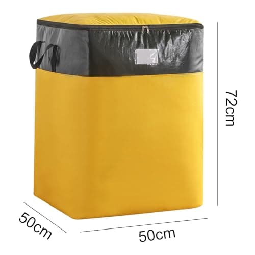 Moving Bags with Label Pockets, Heavy Duty 18-Gallon Storage Bags for Clothes, Waterproof Foldable Packing Organizer for College Students, Holds 15-20 Sweaters (Yellow and black, 50 * 50 * 72cm) — view 2