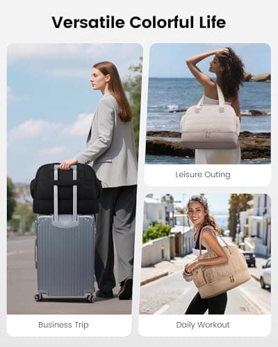 LOVEVOOK Travel Bags for Women, Lightweight Puffer Weekend Maternity Hospital Overnight Holdall Duffel Bags, Gym Bag with Shoe Compartment & Wet Pocket, Carry On Hand Luggage for Flight Sports, Green — view 6