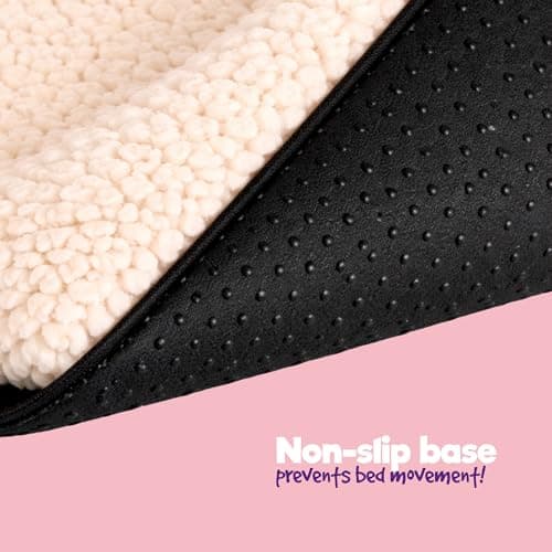 Petlicity Self Heating Cat Bed, 60x45cm – No Electricity Required Heated Cat Bed with Noiseless Thermal Film - Machine Washable, Non-Slip Base Cat Heating Pad for Winter - Beige — view 6