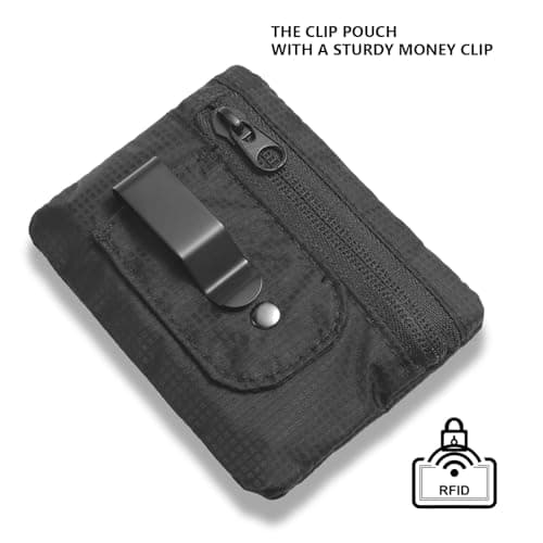 KOSMCCO RFID Blocking Clip Stash Pocket, Compact Hidden Travel Belt Wallet for Cards & Cash - Slim Pickpocket-Proof Design for Everyday Carry, Black — view 5