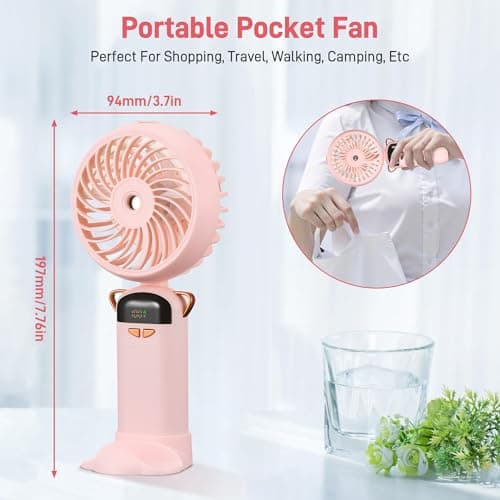 Kssvzz Portable Handheld Fan with Water Mist Spray - Pink — view 2