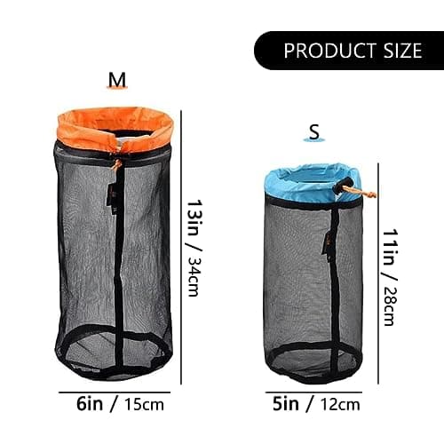 Qianxihu 2Pcs Travel Stuff Mesh Sack Drawstring Bags Lightweight Nylon Net Bag Durable Mesh Storage Bag for Camping Hiking Beach — view 2
