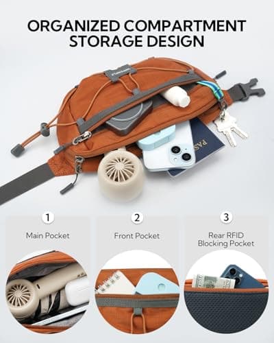 Waterfly Bum Bag Fanny Pack Waist Packs with RFID Blocking Brown — view 5
