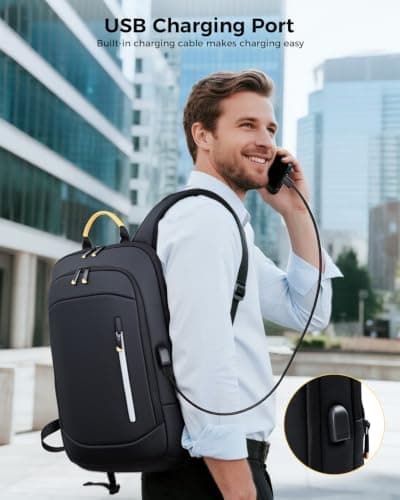 Lekespring Laptop Backpack for Men, 17.3 Inch Slim Business Travel Rucksack — view 5
