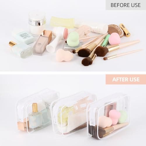 10 Pcs Clear Travel Toiletry Bags with Zippers, 7.5 x 4.8 Inch Portable Waterproof Cosmetic Makeup Bags for Family, Men, Women (White) — view 2