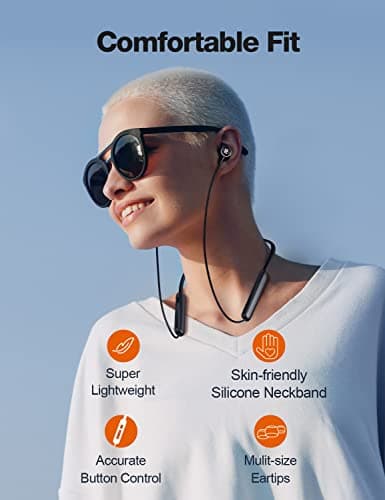 Rythflo Neckband Bluetooth Headphones, Wireless Earphones w/Mic, 30Hrs,IPX7 — view 4