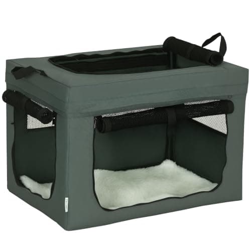 PawHut Pet Carrier Soft Dog Crate for Miniature Dogs 60 x 42 x 42 cm Grey