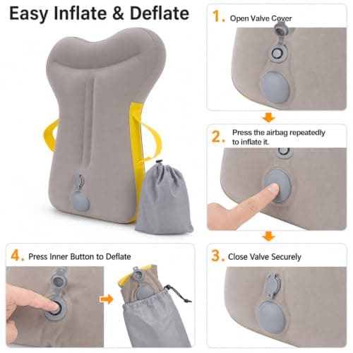 Inflatable Travel Pillow for Airplane Durable Ergonomic Hugging Neck Pillow — view 5