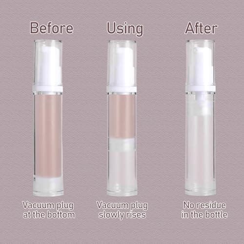 Empty Airless Vacuum Cosmetic Container 12Pcs Airless Pump Bottle,Refillable Clear Travel Lotion Pump Containers,Portable Plastic Lotion Press Pump Bottles for DIY Foundation,Gel,Essence Moisturiser — view 3