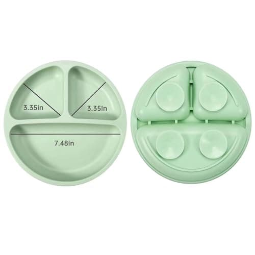 PandaEar 8 Pack Silicone Baby Feeding Set - 2 Suction Plates, 2 Sippy Cups, 2 Spoon & Fork Sets | Travel Weaning Supplies | BPA Free Self-Feeding Kit (Light Blue/Light Green) — view 4