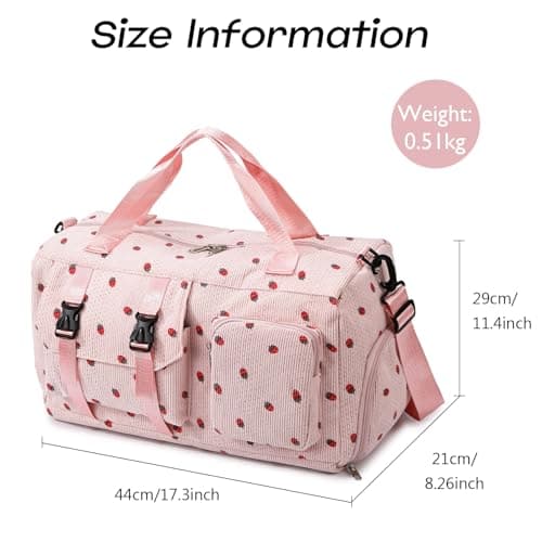 unisoul Corduroy Sports Gym Bag for Women Girls with Shoes Compartment — view 3