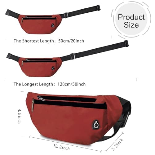 Rosoz Bum Bag, Belt Bag Women's Bum Bag Men's Gifts Sports Hip Bags for Outdoor Travel Running Cycling, red — view 2