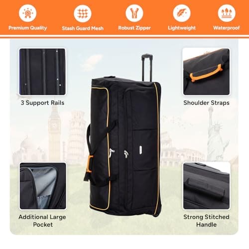Skylark 36" XL Extra Large Suitcase Lightweight Wheeled Duffle Bag Holdall Luggage Travel Bag 3kg 155L Black — view 5